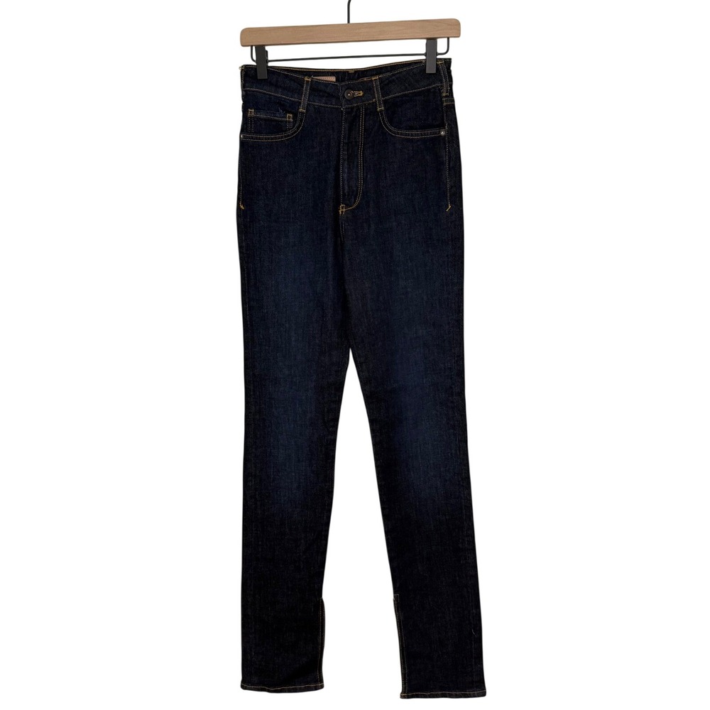 Pilcro Anthropology The Split Straight Jean Dark‎ Wash Denim High Rise  Size 26